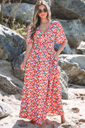Haley Floral Cutout Back Split Maxi Dress