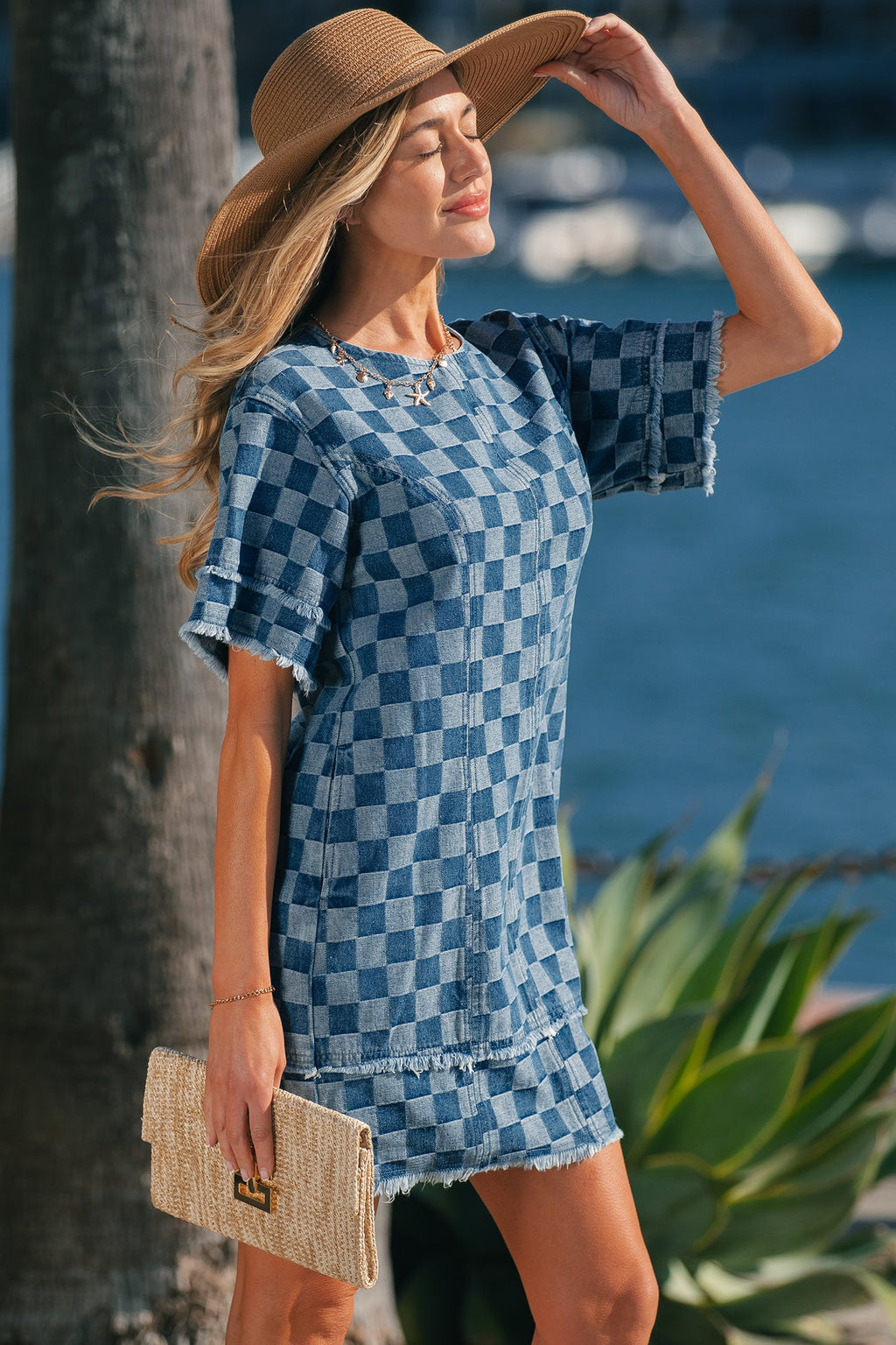 Jessie Hem Checkered Mini Dress