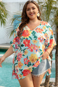 Jane Plus Size Floral V Neck Batwing Blouse
