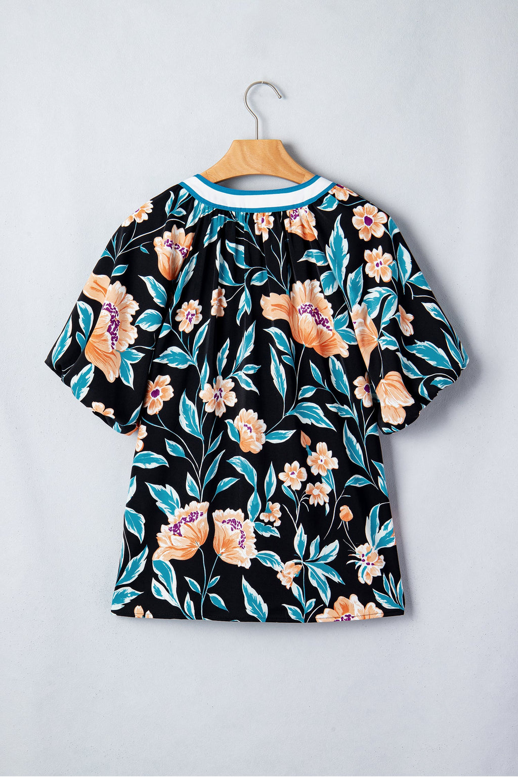 Ila Bubble Sleeve Notched Blouse