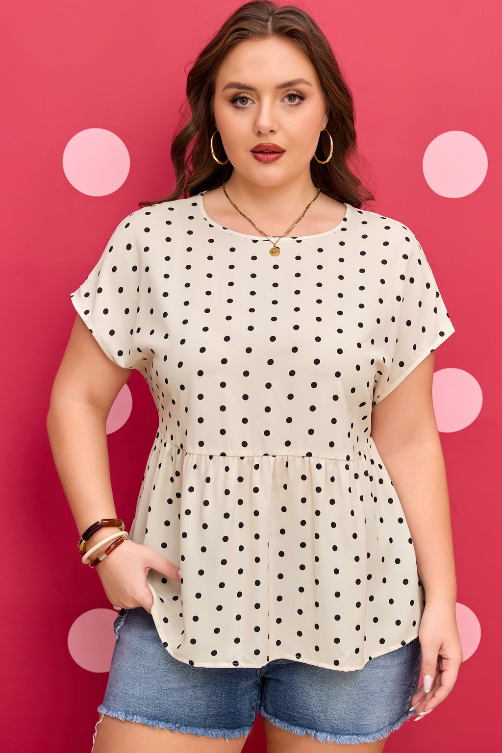 Alison Short Sleeve Babydoll PLUS Blouse