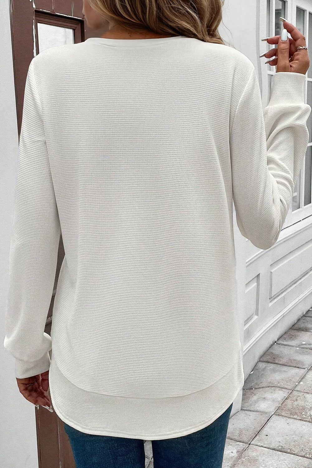 Allison Waffle Long Sleeve Top