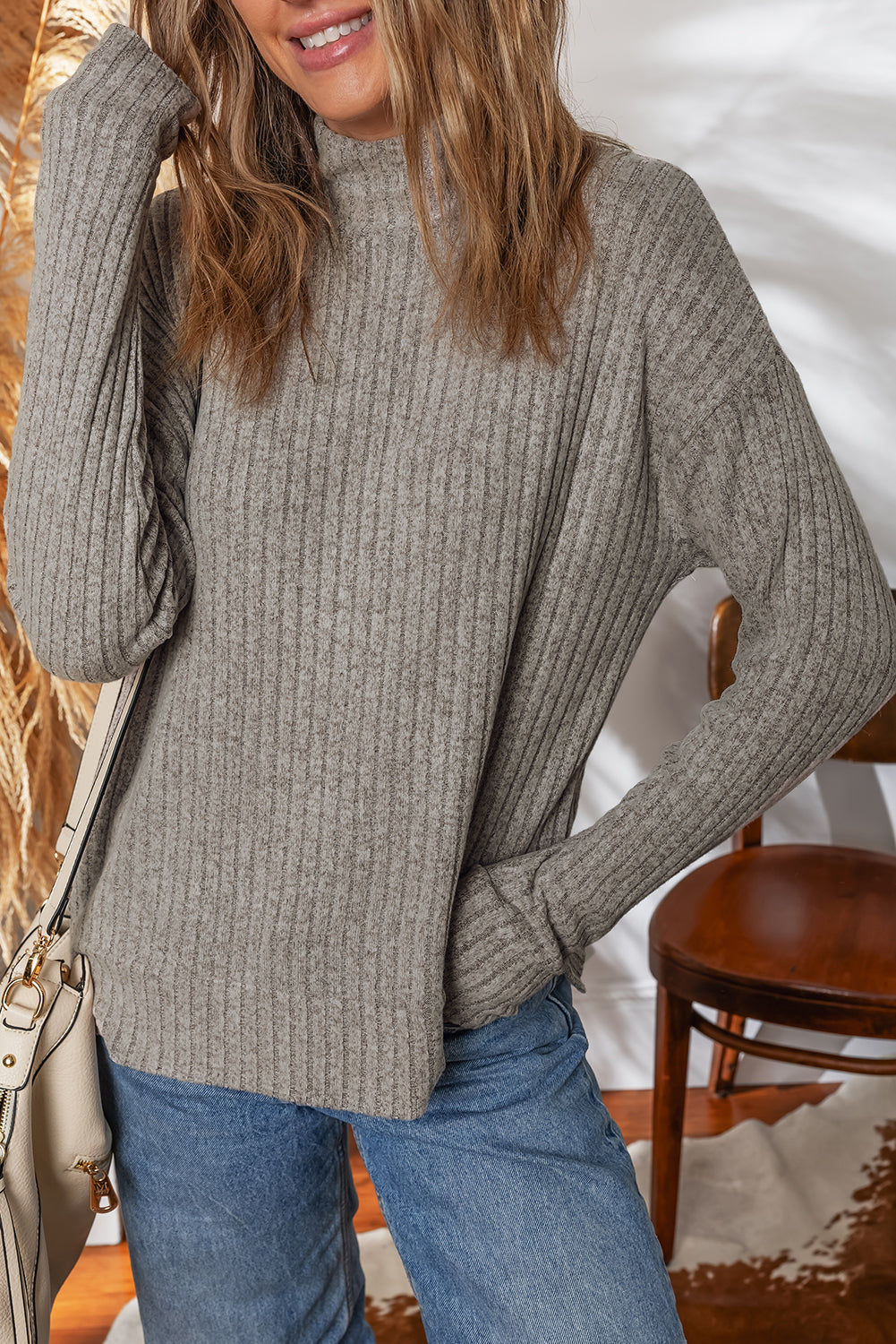 Amira High Knitted Pullover Top