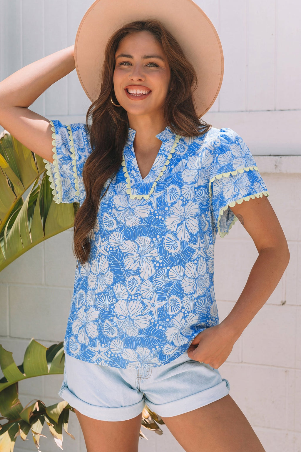 Kataleya Trim Short Sleeve Blouse