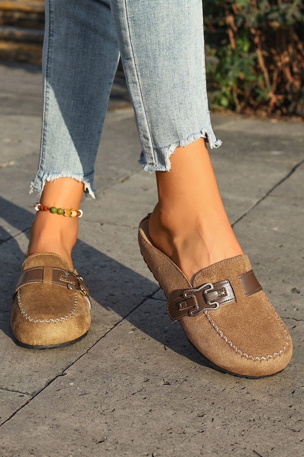 Ayleen Leather Strap Mule Slippers