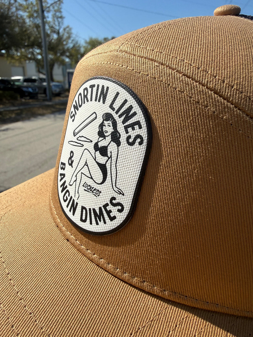 Lines and Dimes Canvas Patch Trucker