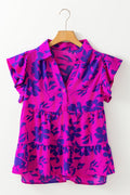 Karla Floral Collared Button Blouse