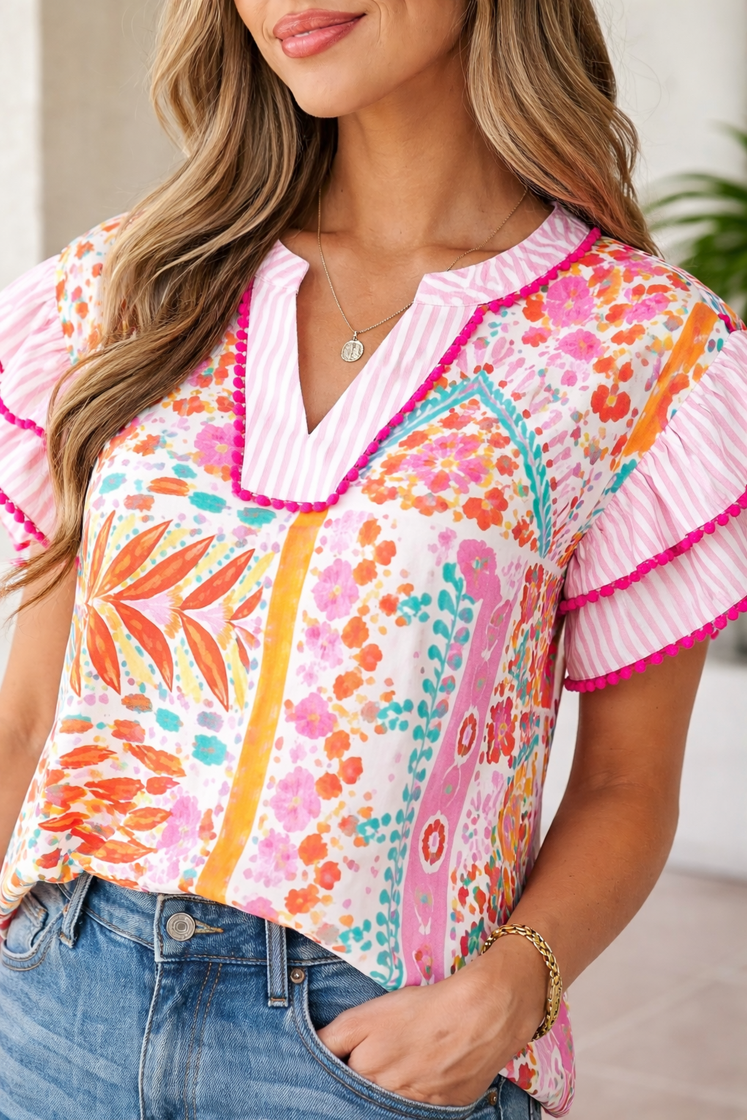 Giovanna Tiered Short Sleeve Blouse
