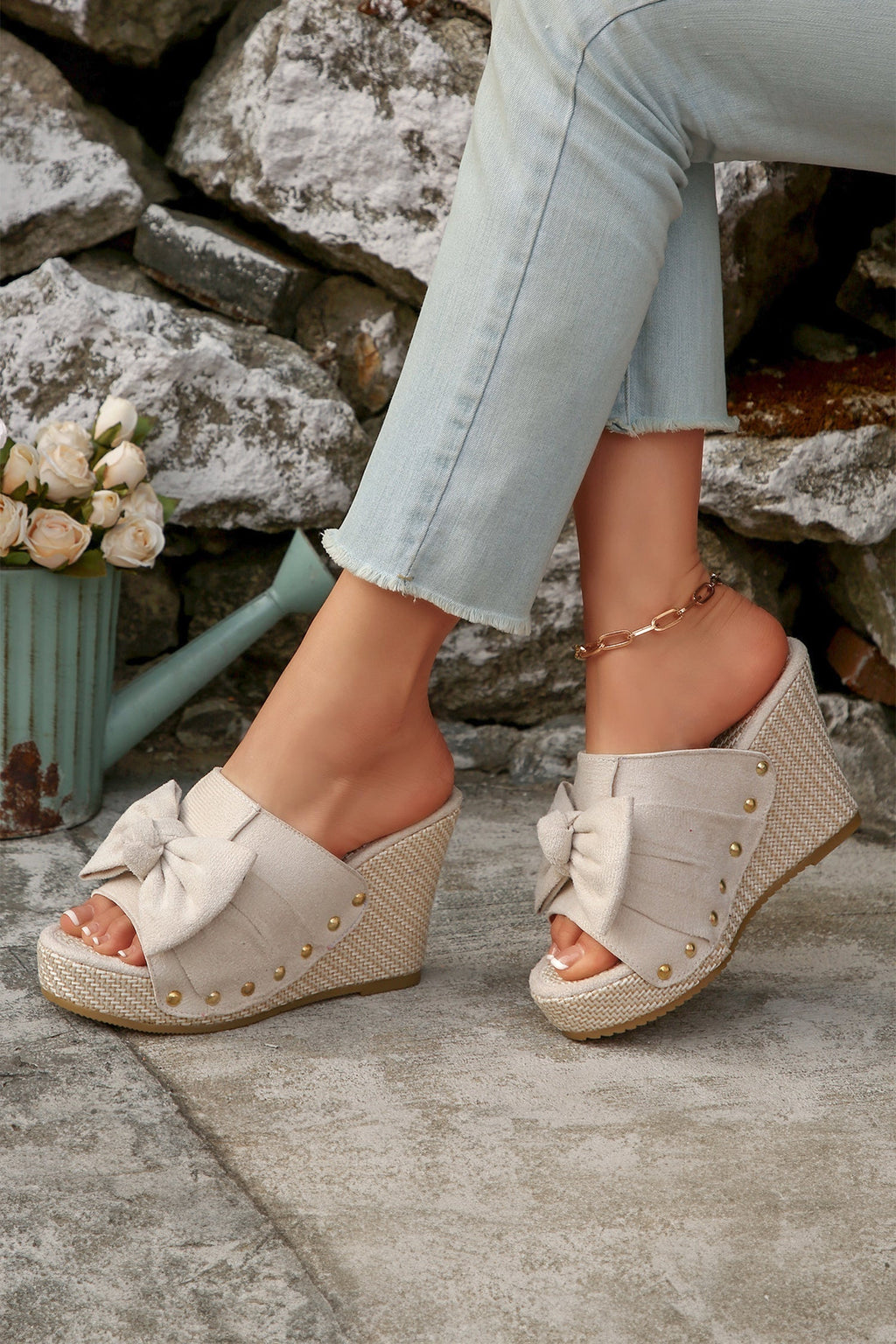 Nyomi Studded Wedge Platform Slippers