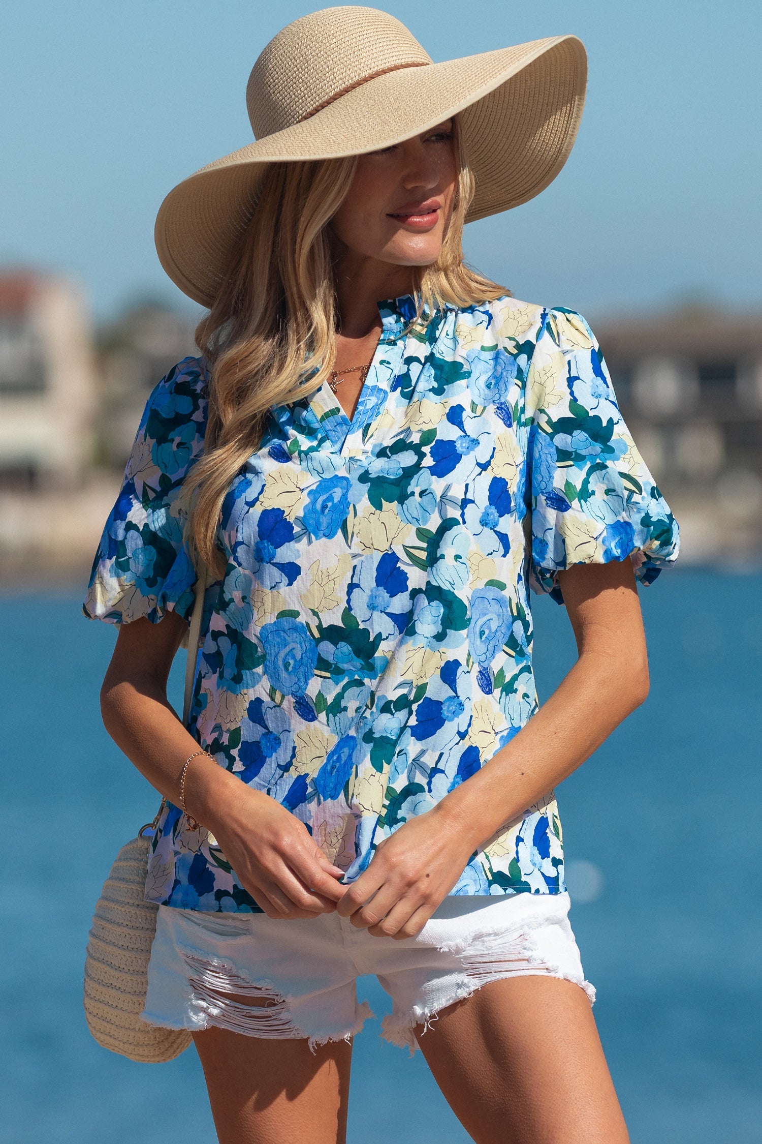 Leilani Short Puff Sleeve Blouse