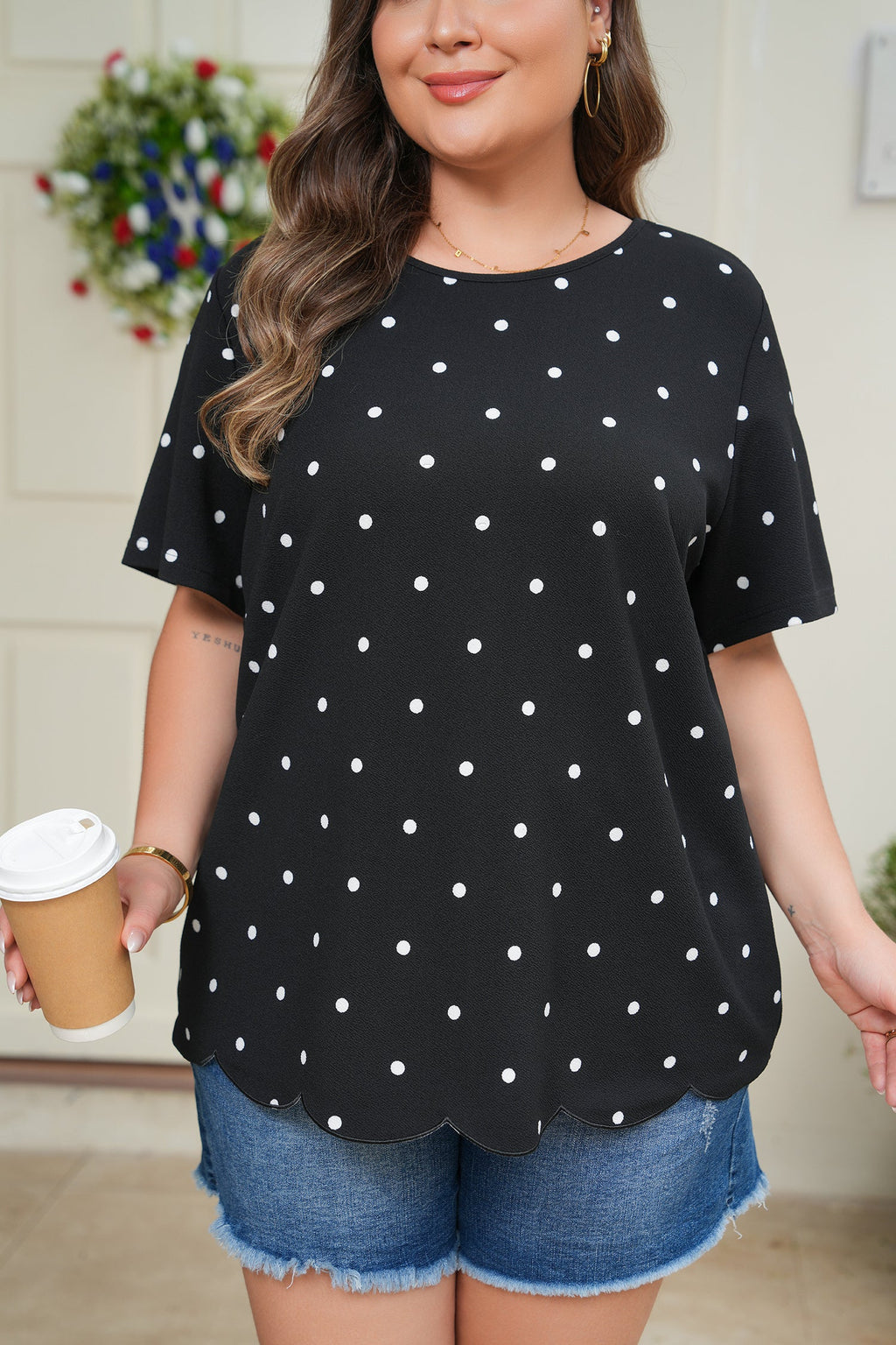 Margaret Dotted Casual PLUS Top