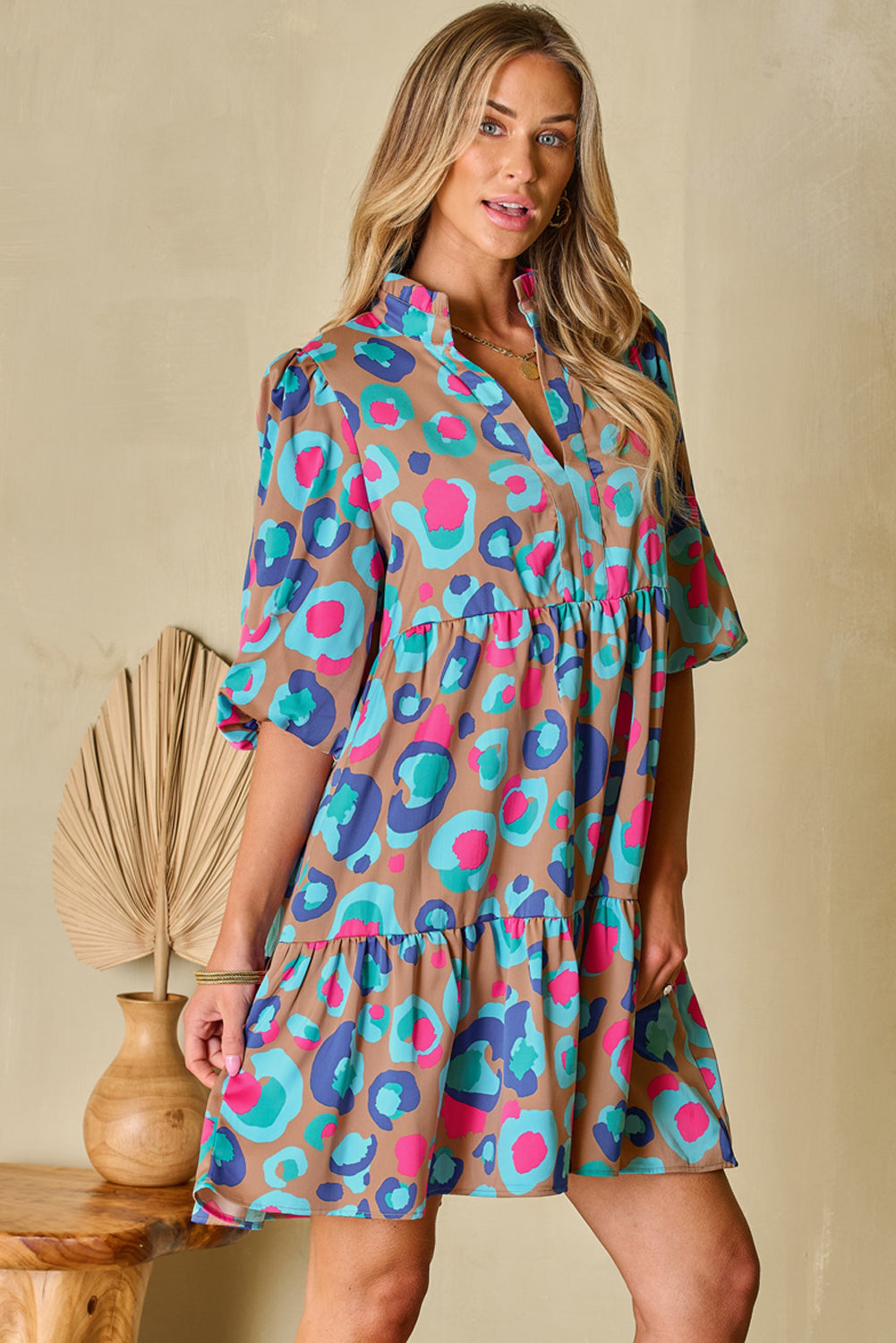 Emerie Sleeve Slit Ruffled Dress