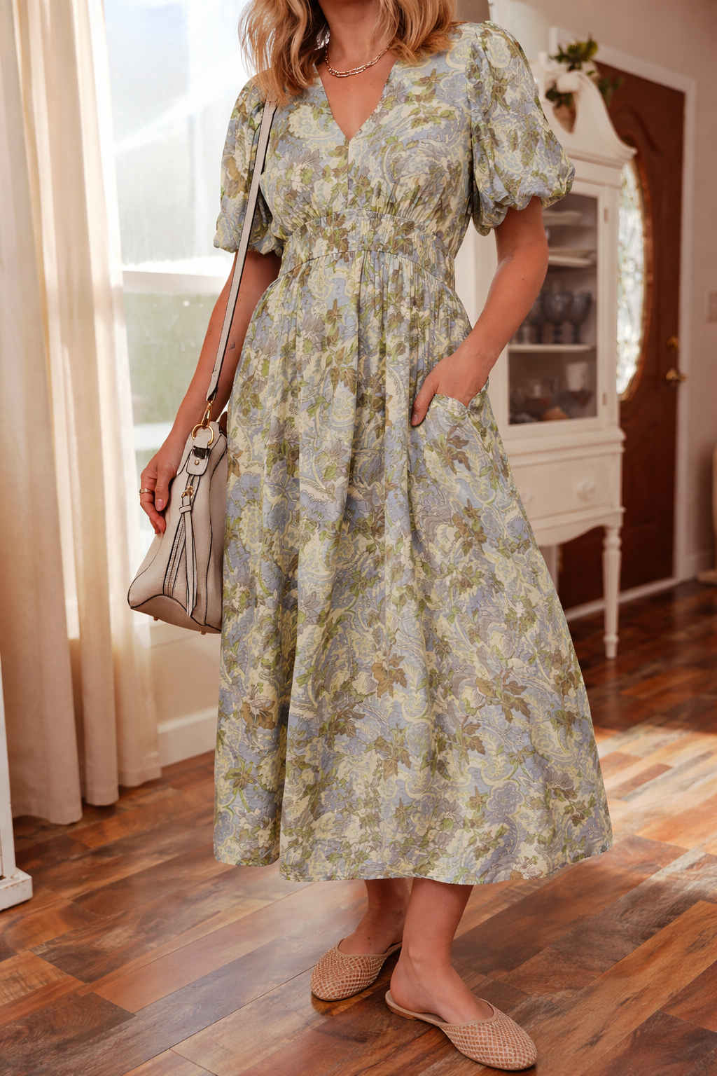 Nora Puff Sleeve Long Dress