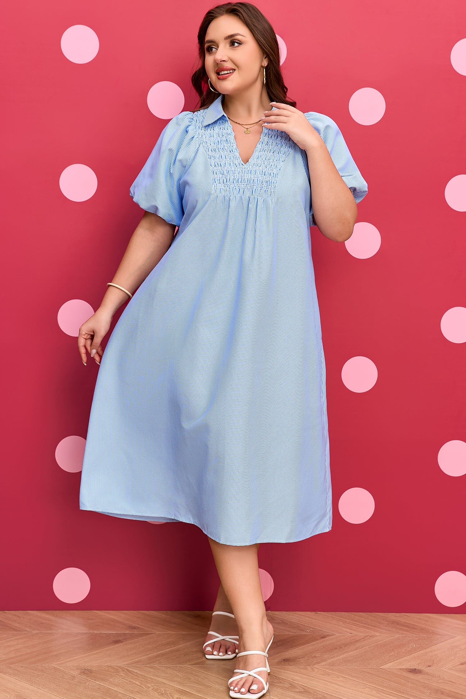 Julieta Detail Collar Midi PLUS Dress