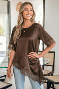 Saige Short Sleeve Satin Top