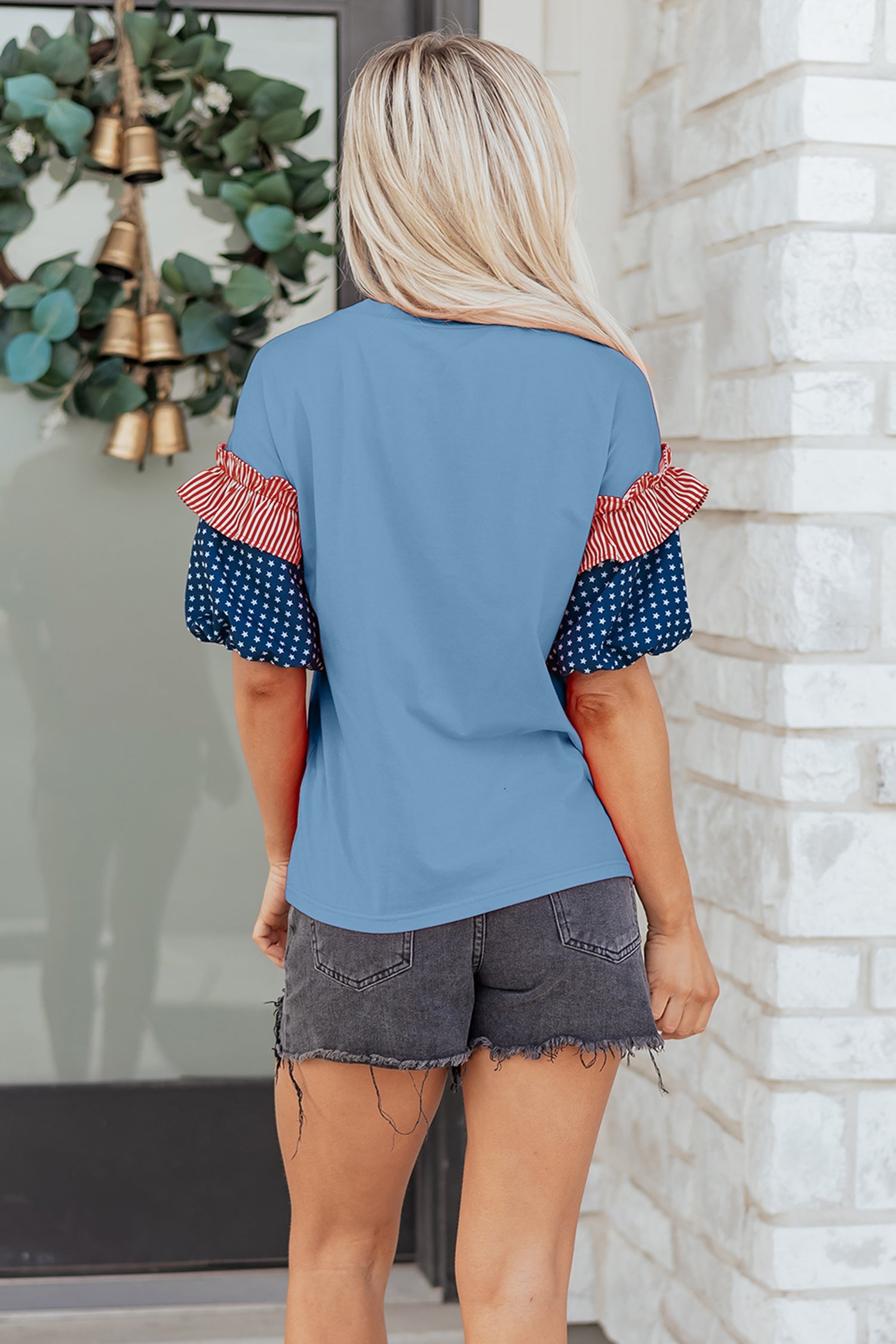 Henley Short Puff Sleeve Top