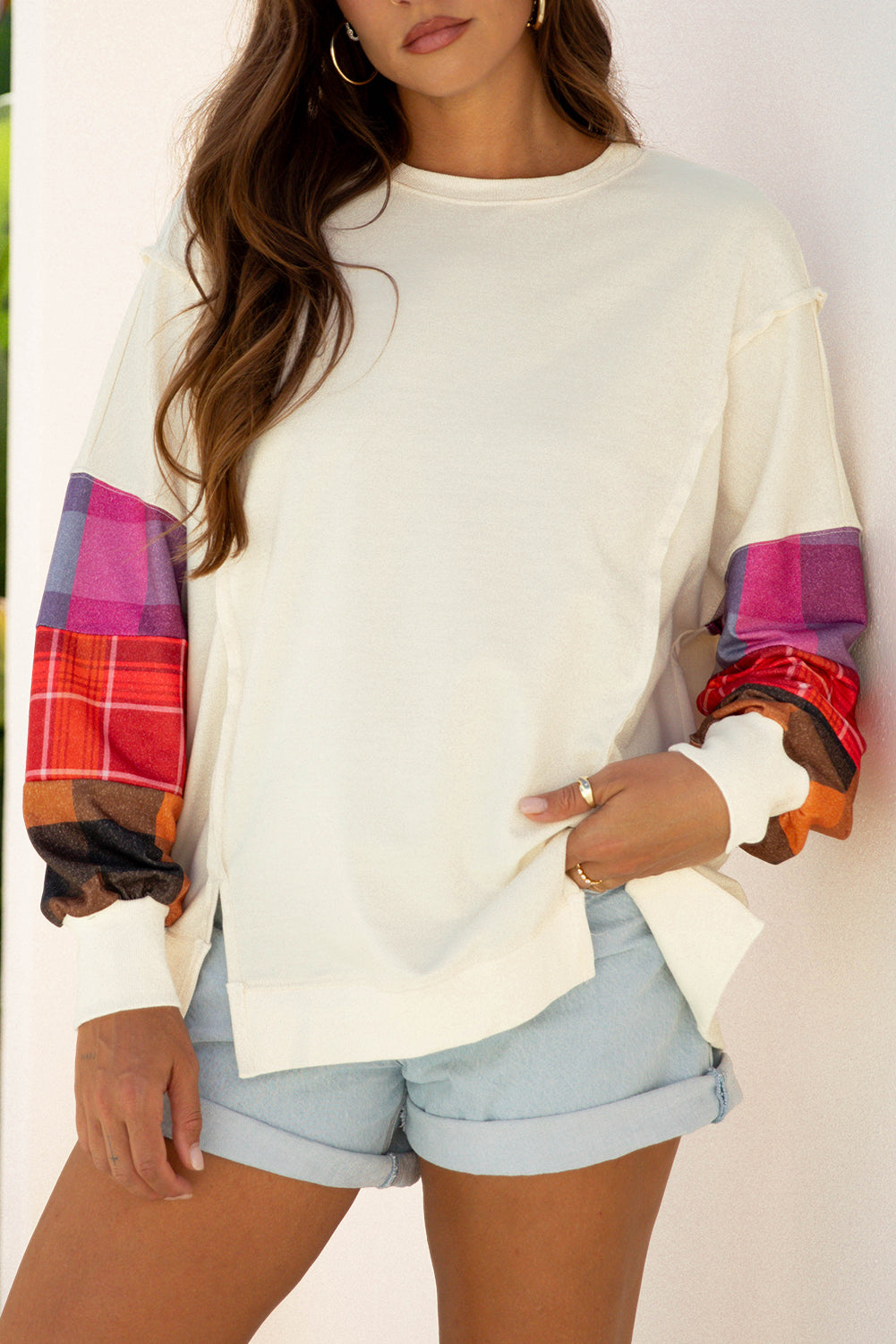 Anika Seam Patchwork top Long Sleeve Top