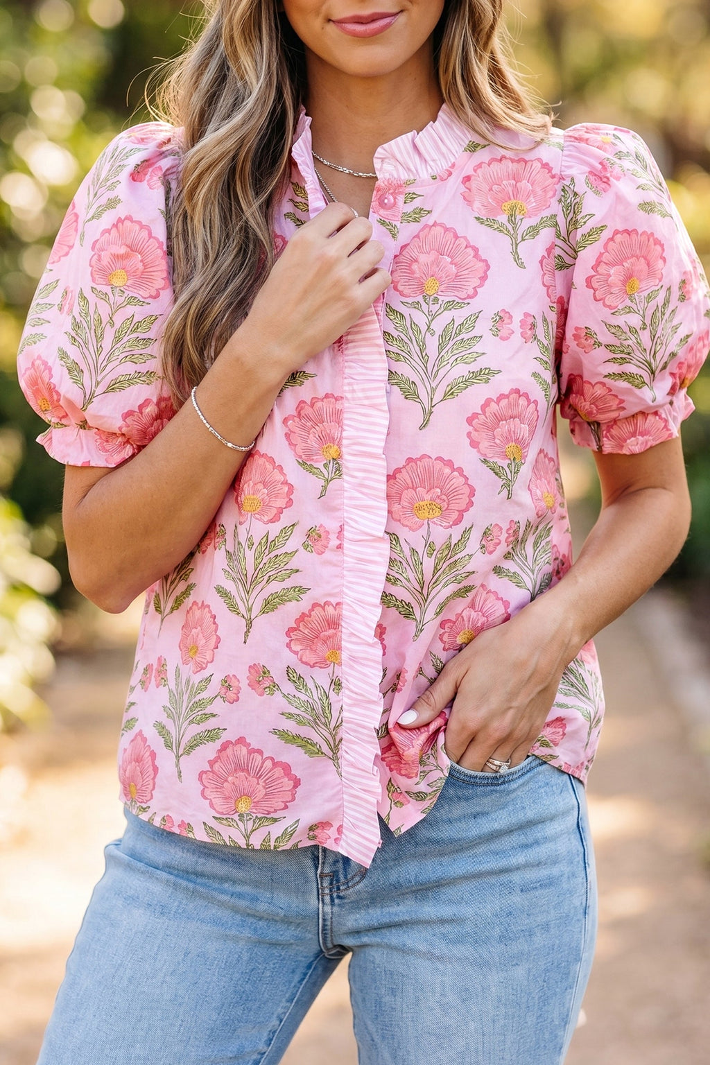 Melanie Trim Puff Sleeve Shirt
