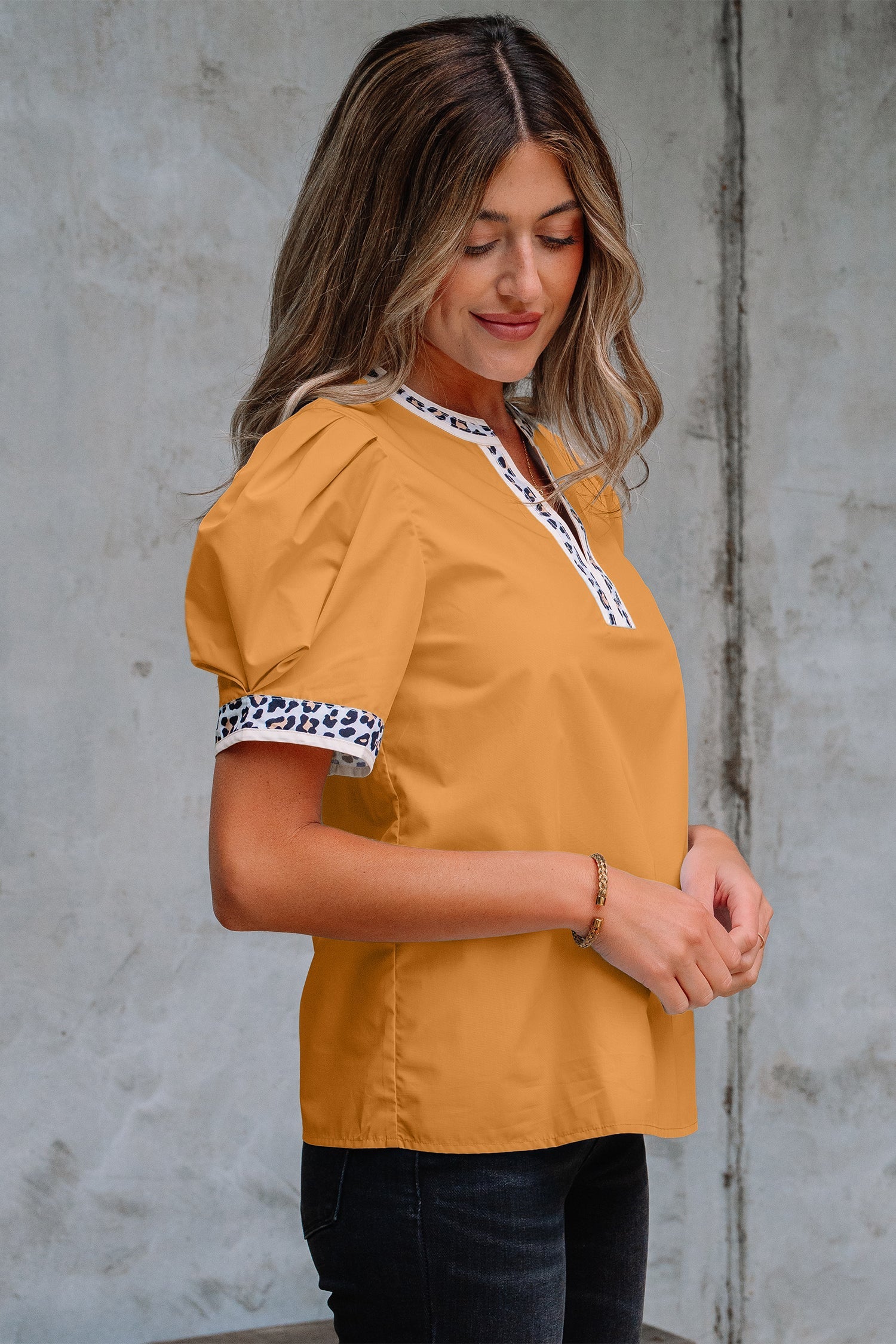 Gia Trim Puff Sleeve Blouse