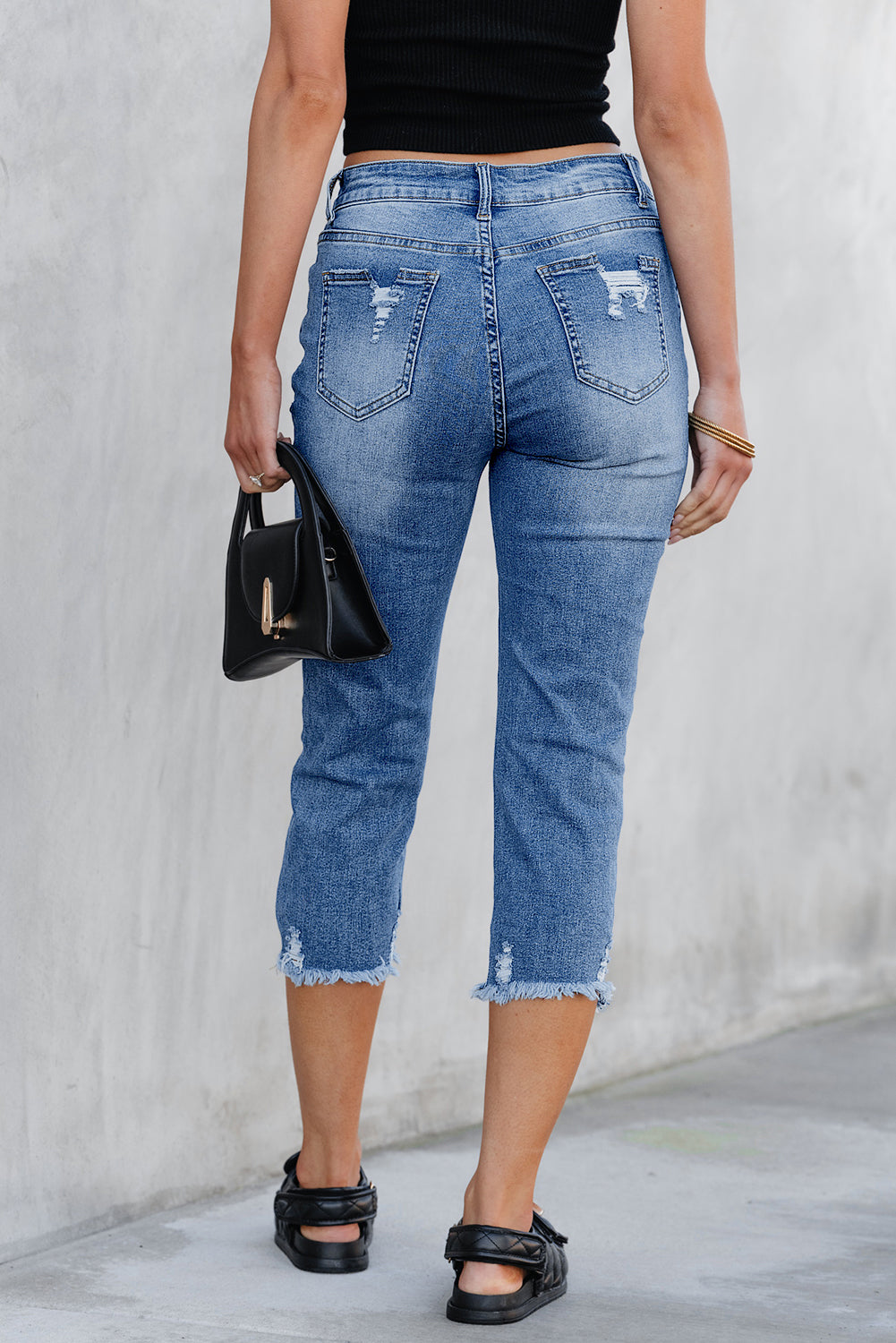 Georgia Skinny Distressed Capri Jeans