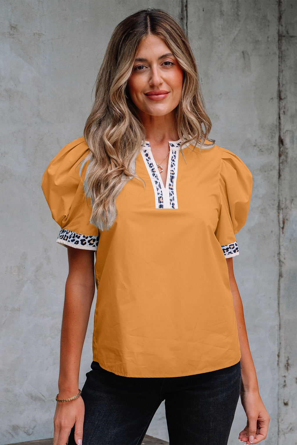 Gia Trim Puff Sleeve Blouse