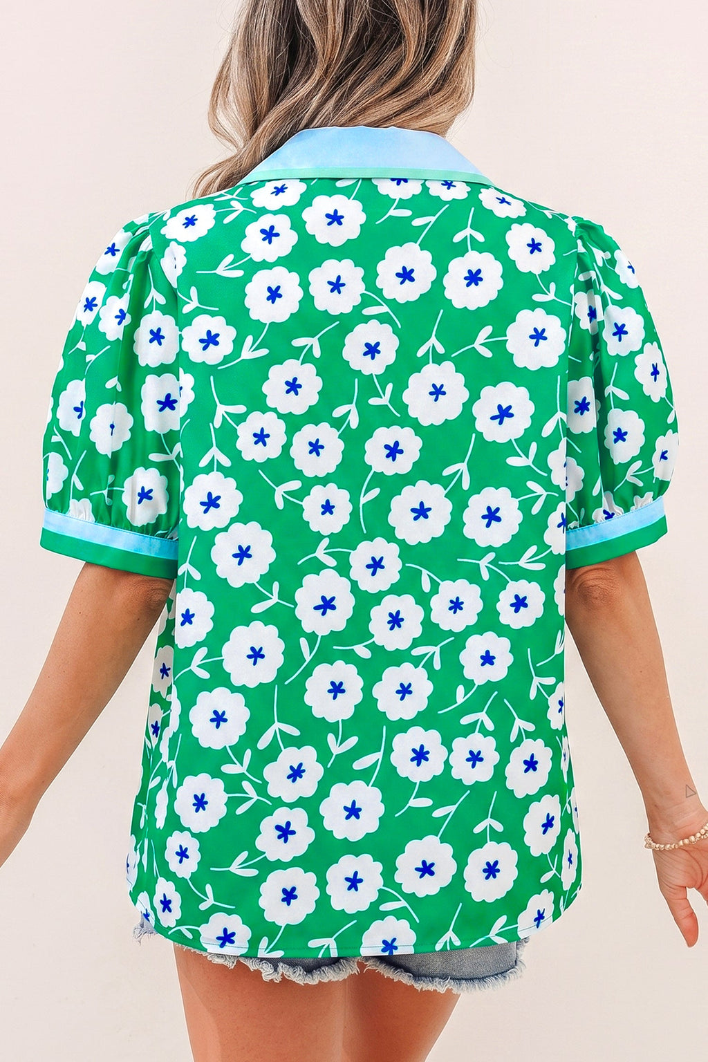 Antonella Collar Short Sleeve Blouse