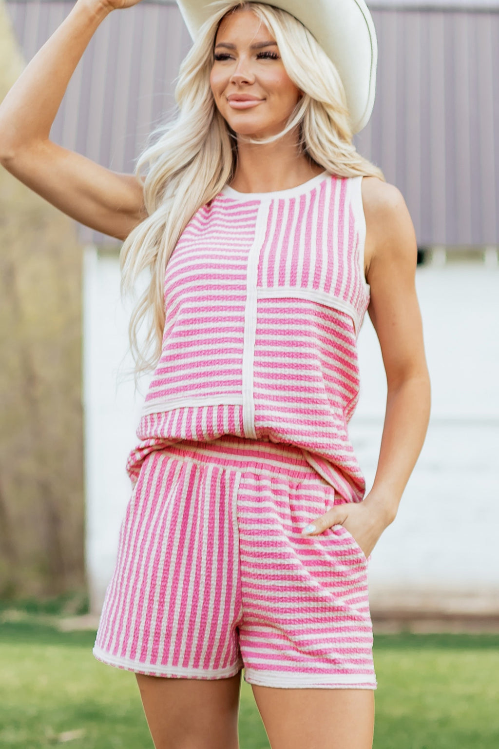 Nala Contrast Trim Casual Tank Set