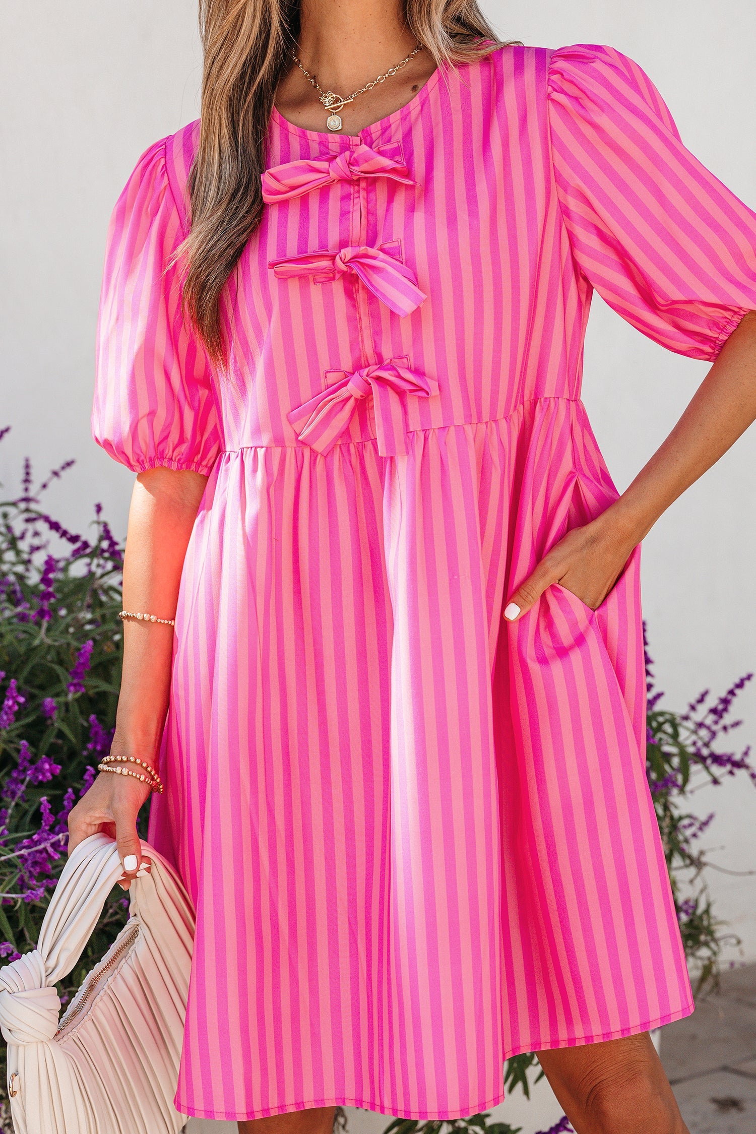 Violet Puff Sleeve Mini Dress