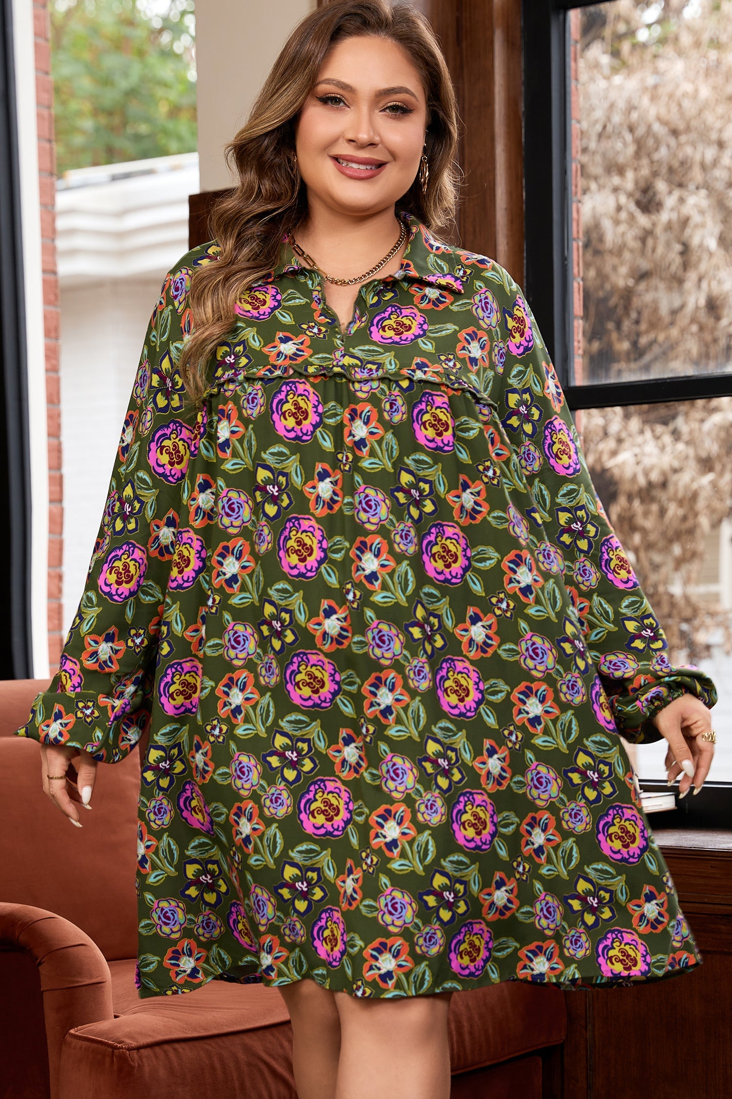 Lorelai Collared Loose Mini PLUS Dress