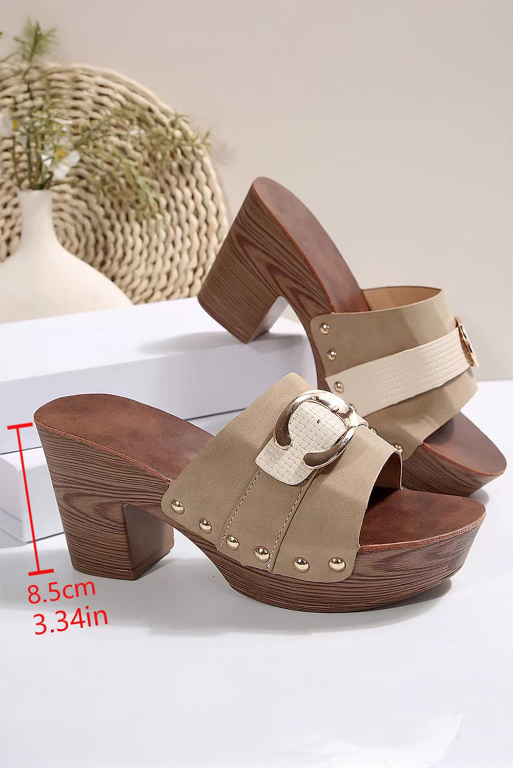 Erin Studded Chunky Heel Slippers