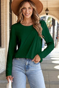 Alejandra Detail Solid Color Long Sleeve Top