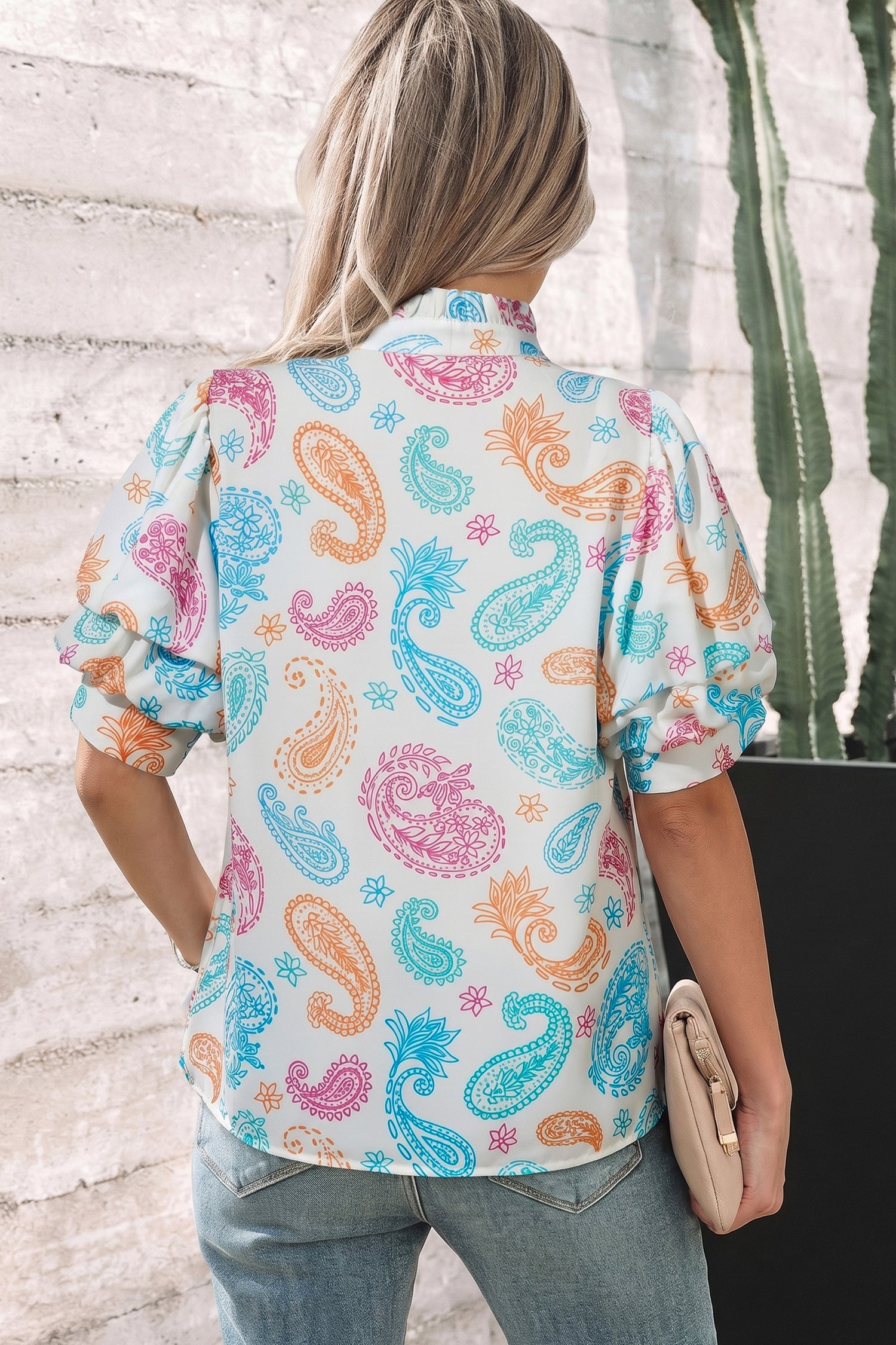 Lilyana Keyhole Puff Sleeve Blouse
