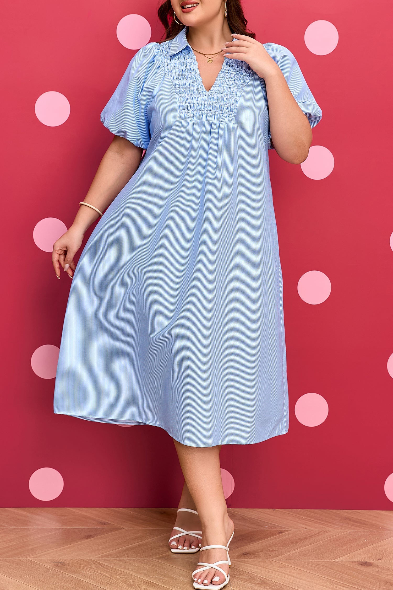 Julieta Detail Collar Midi PLUS Dress