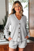 Ella 3 Pieces Rib Crop Camisole Set with Cardigan