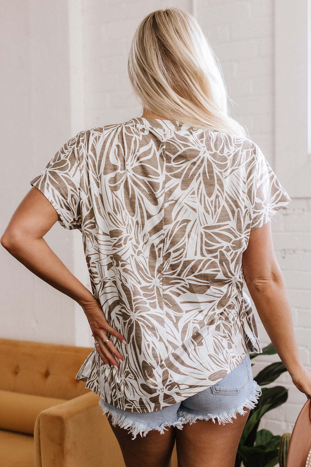 Karter Floral V Neck Short Sleeve Loose Fit Blouse