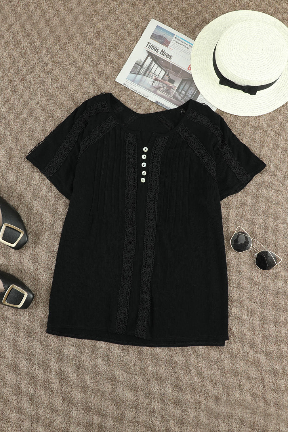 Milan Eyelet Short Sleeves Top