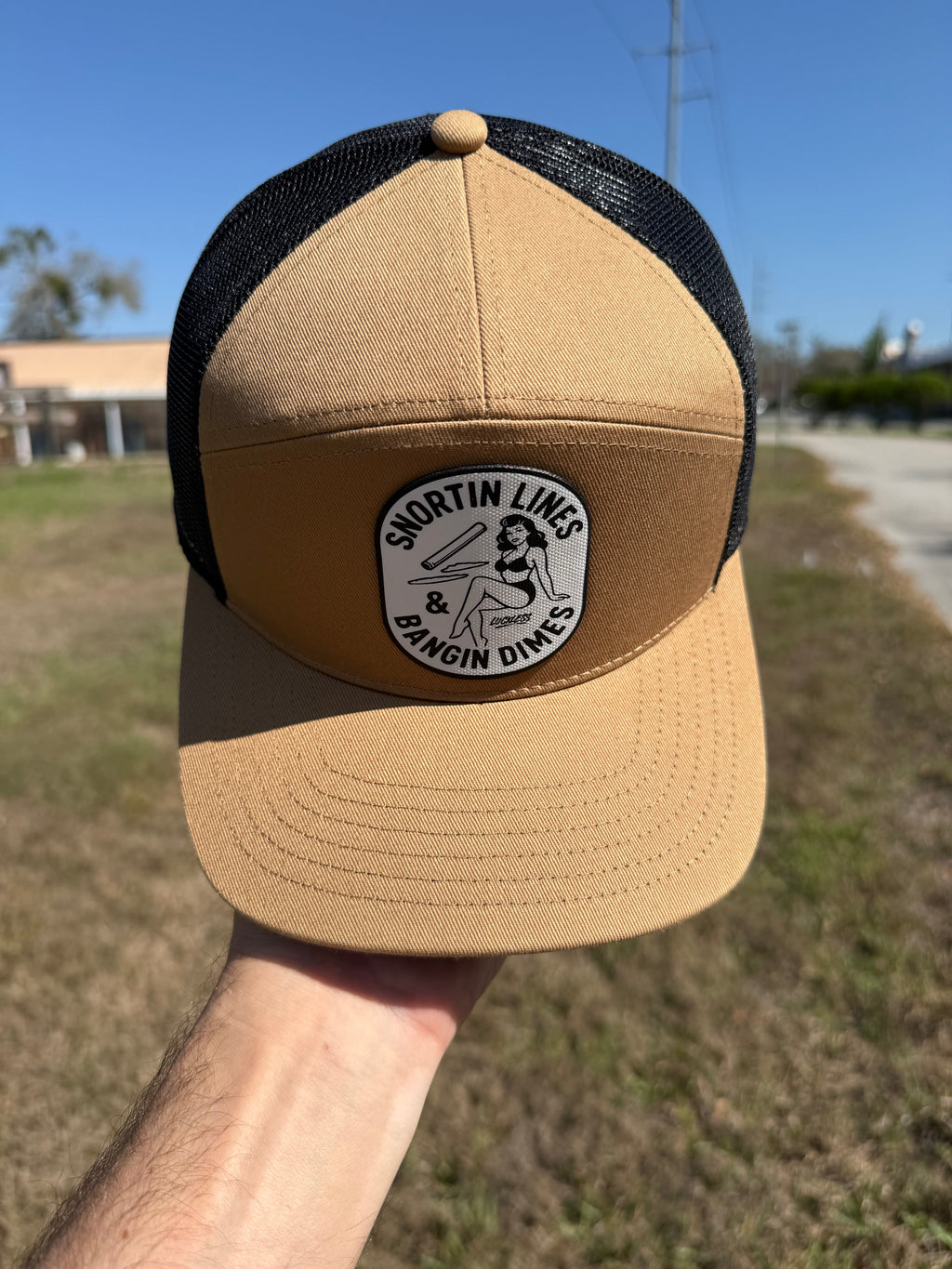 Lines and Dimes Canvas Patch Trucker