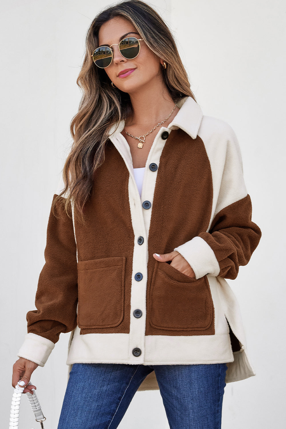Alia Patchwork Down Fleece Shacket