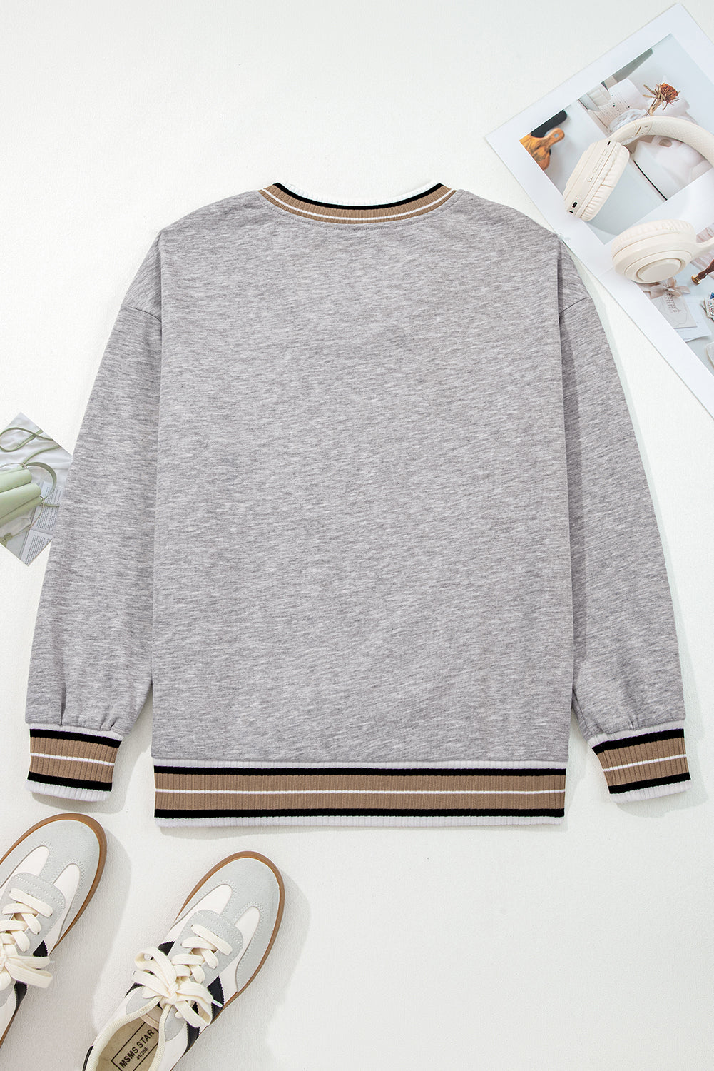 Harlee Contrast Striped Trim Sweatshirt