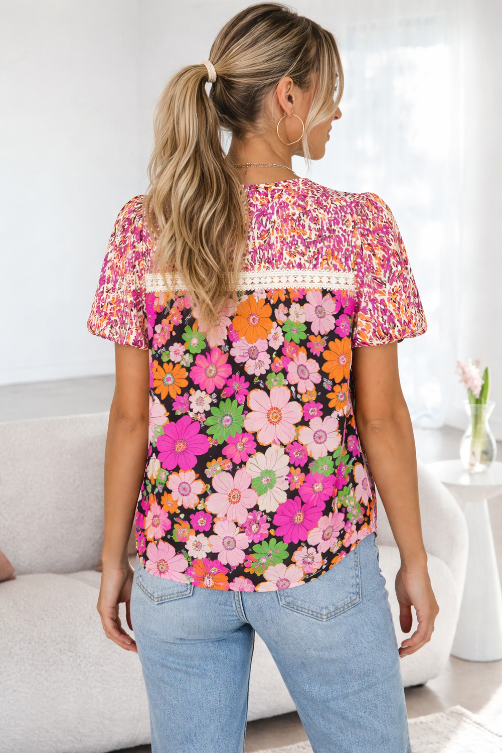 Kayla Floral Mixed Print Blouse