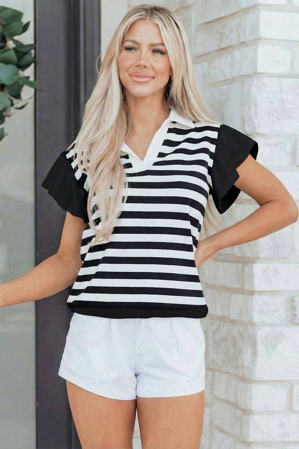 Lilith Ruffled Short Sleeve Blouse
