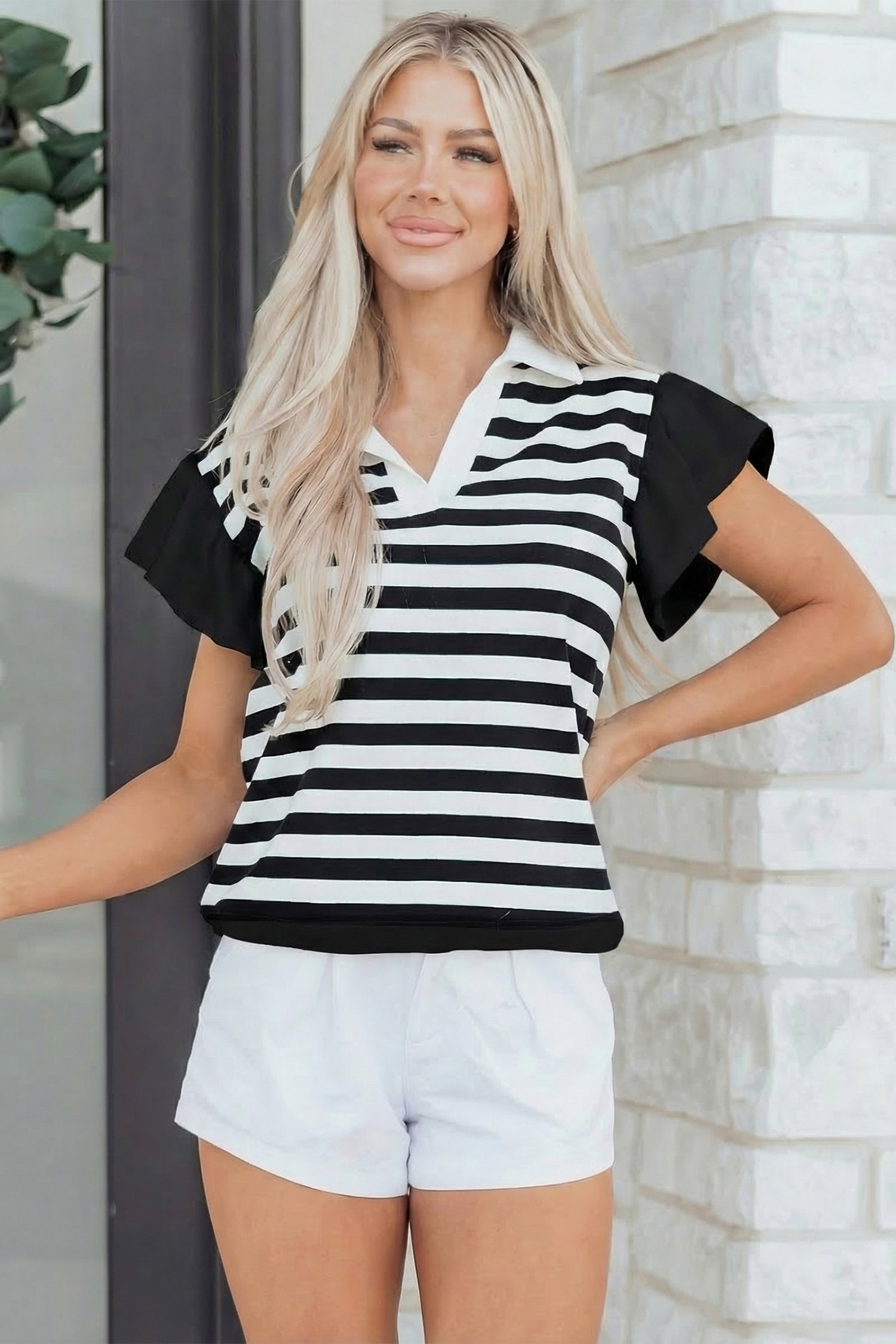 Lilith Ruffled Short Sleeve Blouse