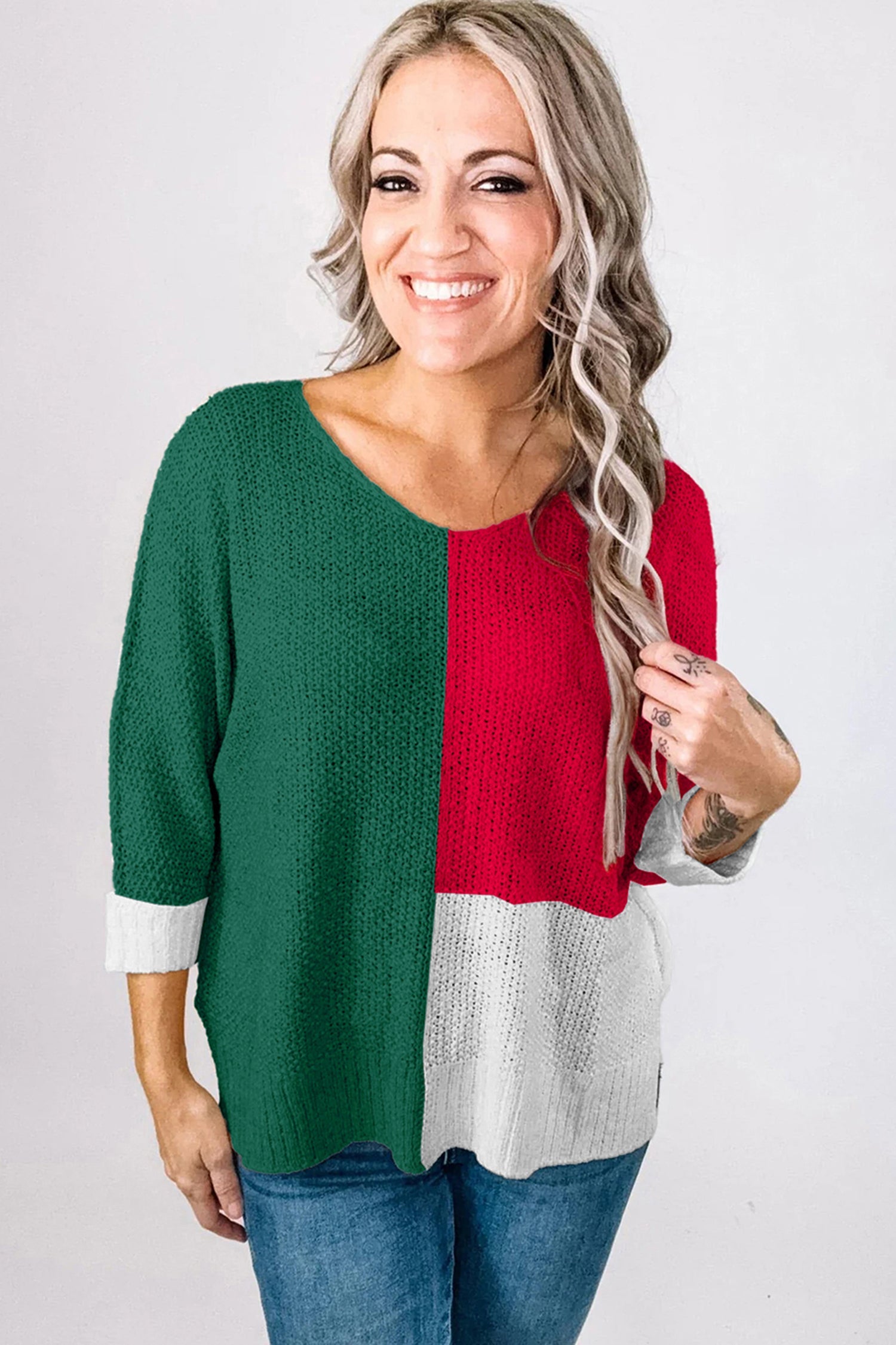 Demi Block Knit Loose Sweater