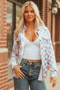 Rebecca Checkerboard Flap Pocket Button Front Shacket