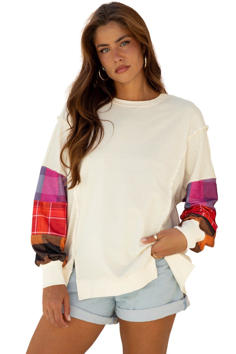Anika Seam Patchwork top Long Sleeve Top