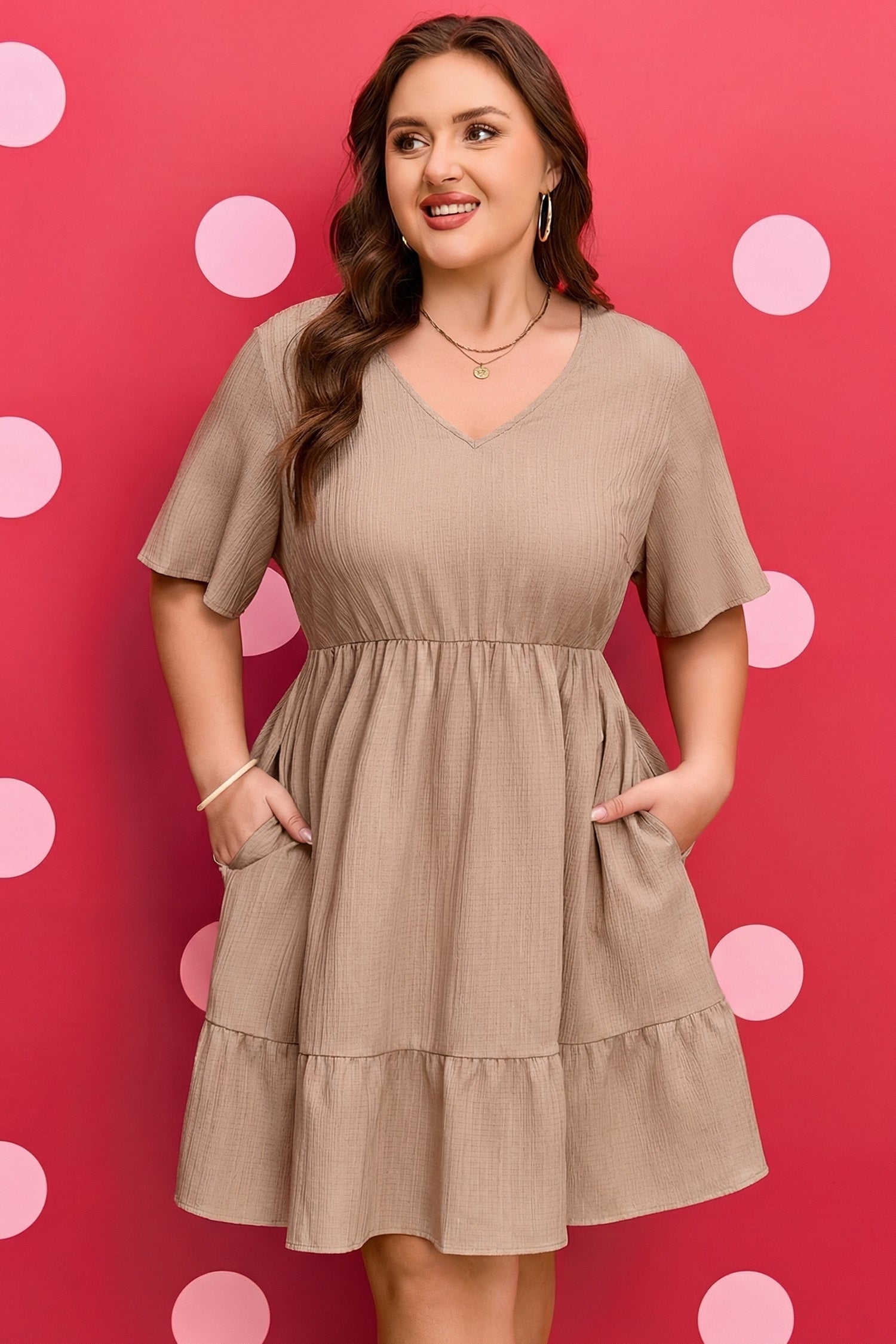 Kaylee Ruffled Short Sleeve PLUS Dress