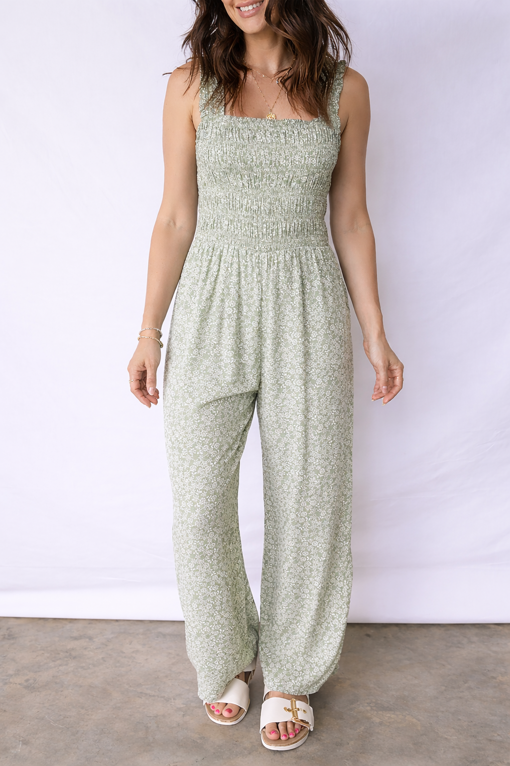 Calliope Square Sleeveless Floral Jumpsuit