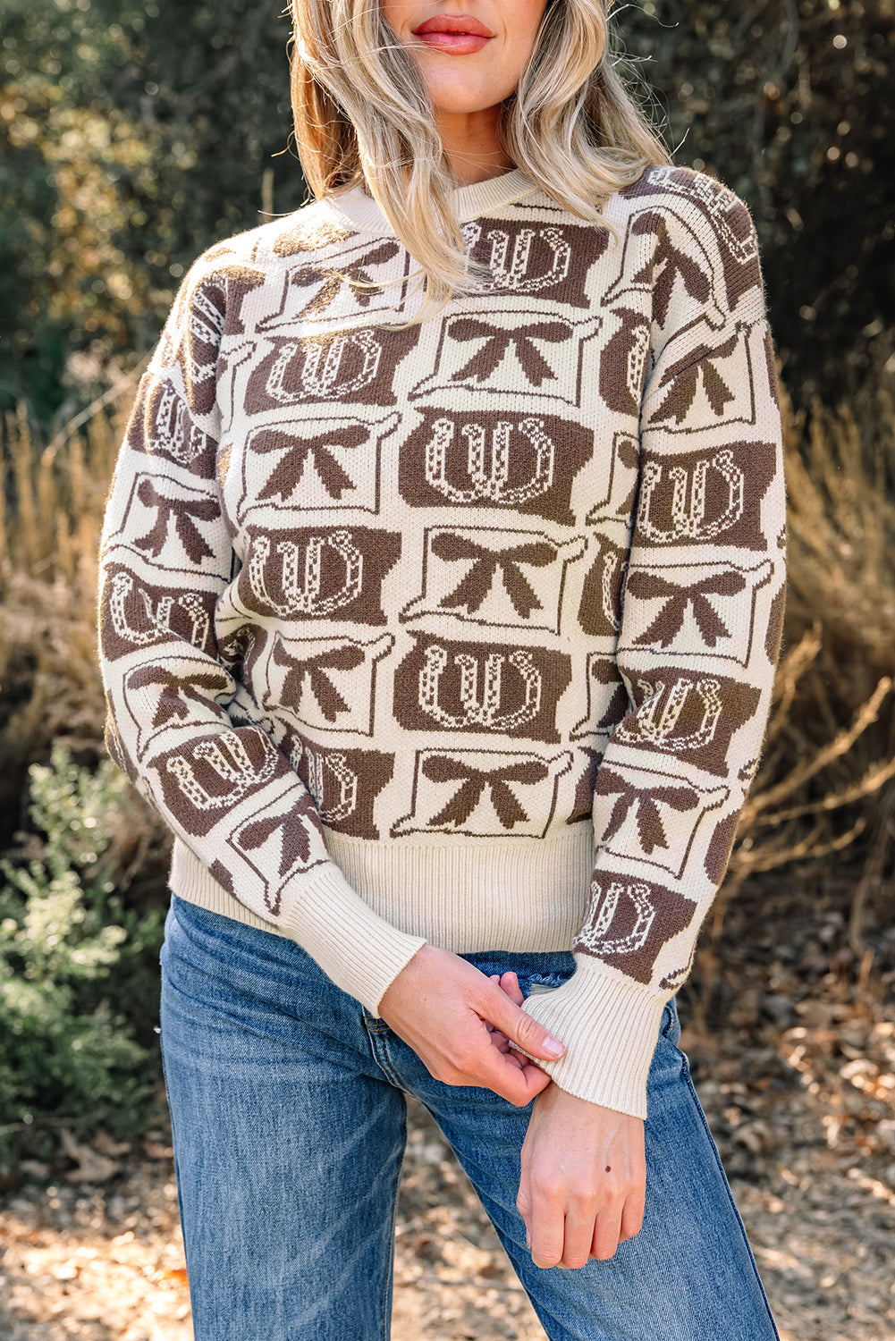 Sofia Western Fashion Print Sweater