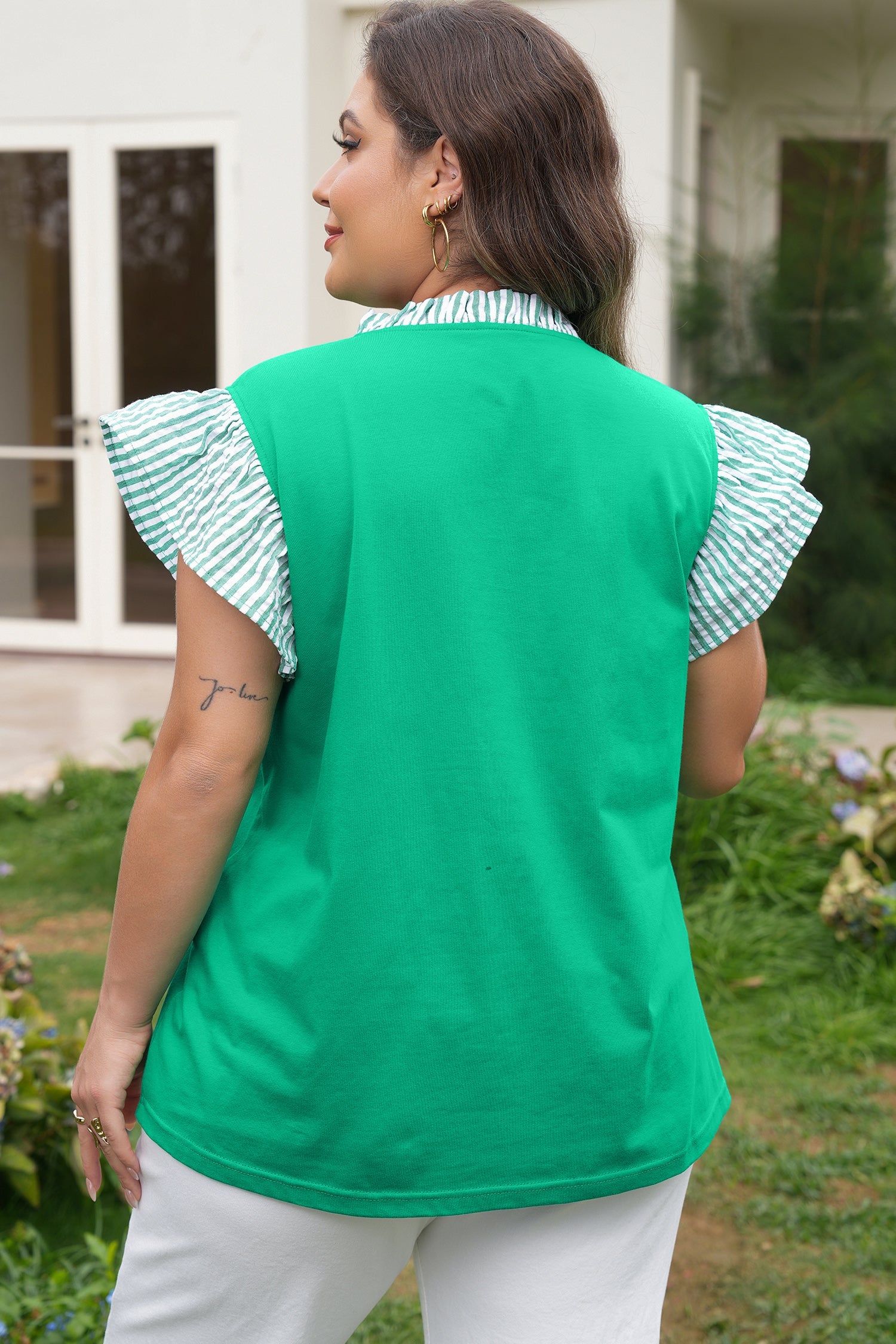 Presley Trim Flutter Sleeve PLUS Blouse