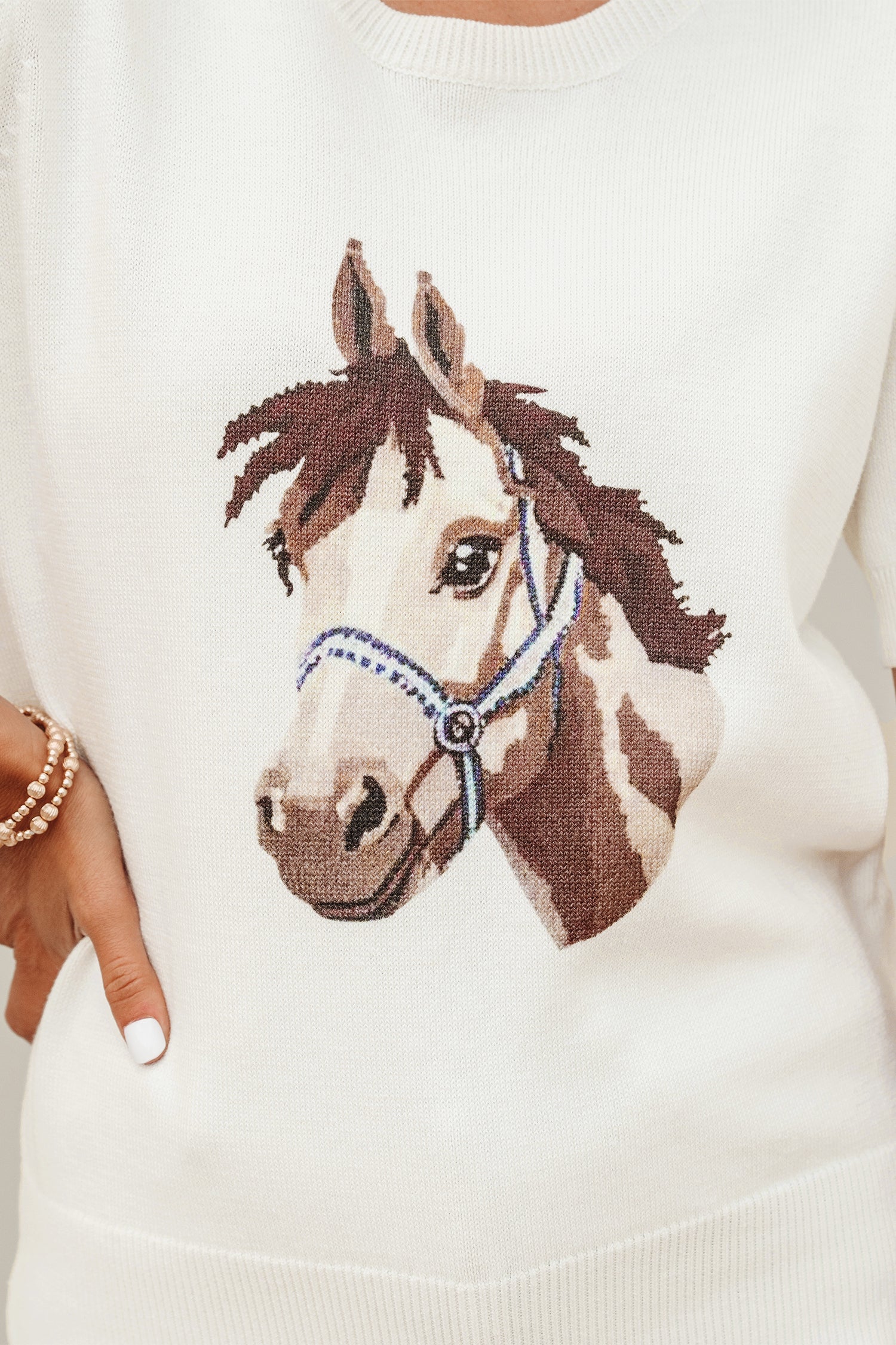 Regina Printed Short Sleeve Sweater